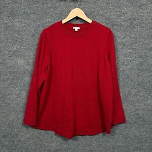 J.Jill Womens Plus Size 2X Sweater Red Nylon Cotton Rayon Crew Neck Long Sleeves